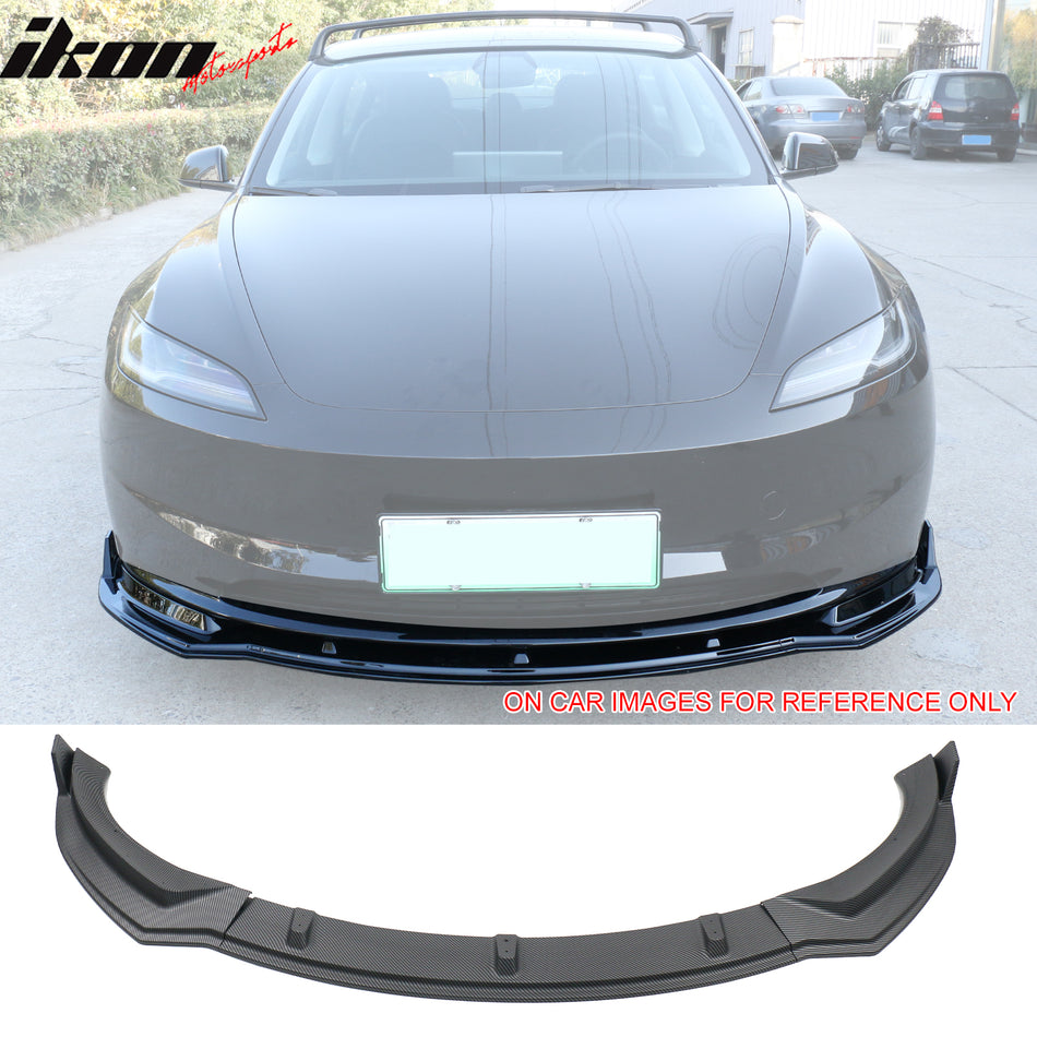 2024-2025 Tesla Model 3 IKON Front Bumper Lip Matte Carbon Fiber Print