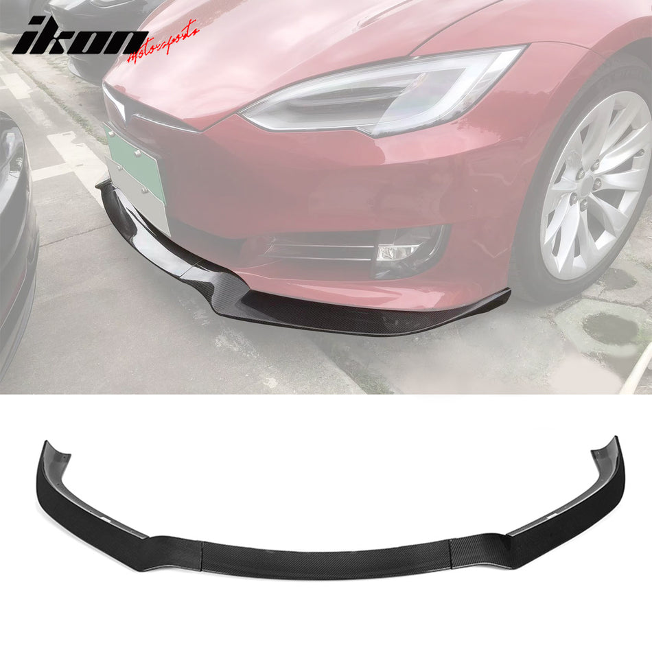 2017-2020 Tesla Model S Track Pack Carbon Fiber 3PC Front Bumper Lip