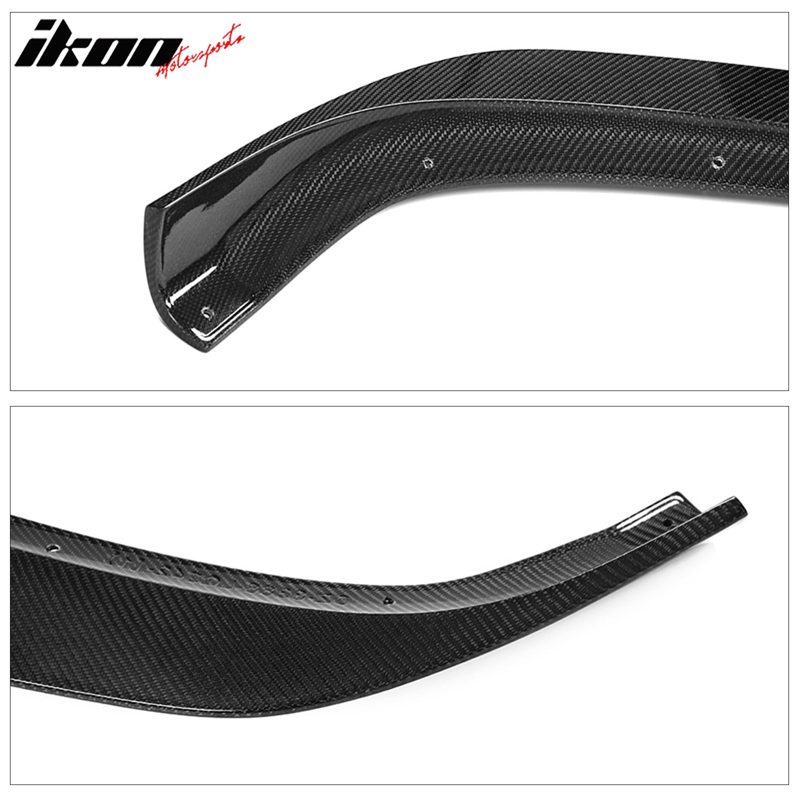 Fits 17-20 Tesla Model S Track Pack Front Bumper Lip Carbon Fiber 3PC Spoiler