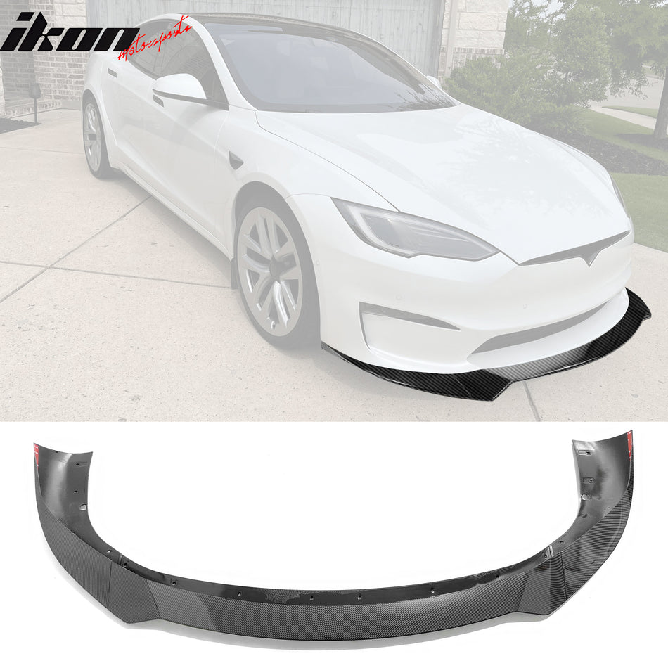 2021-2023 Tesla Model S Track Pack Front Bumper Lip Carbon Fiber Print