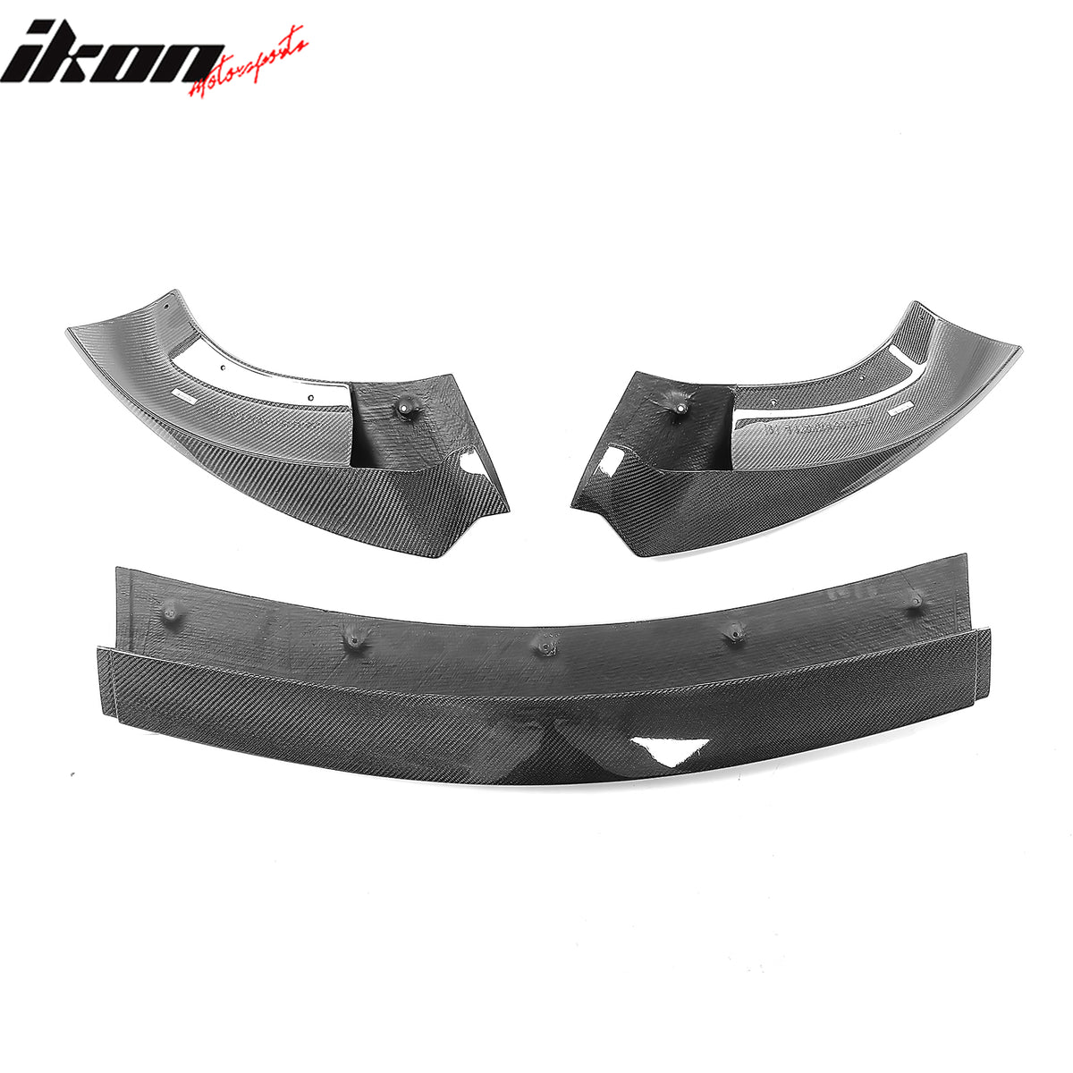 Fits 20-24 Tesla Y Track Pack Carbon Fiber Gloss Black Front Bumper Lip - 3PCS