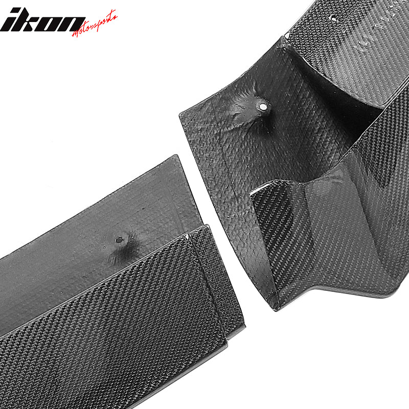 Fits 20-24 Tesla Y Track Pack Carbon Fiber Gloss Black Front Bumper Lip - 3PCS