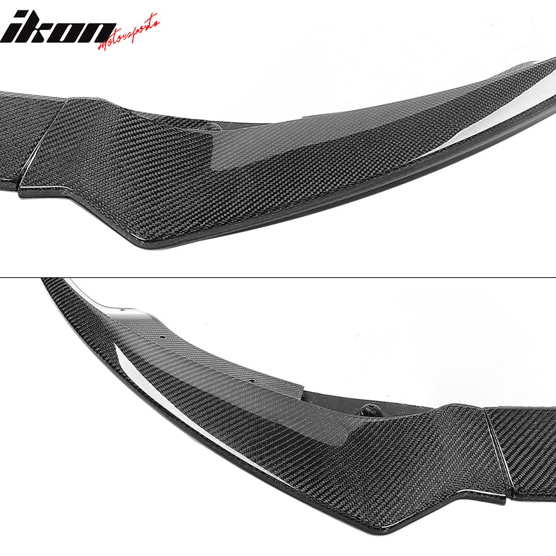 Fits 20-24 Tesla Y Track Pack Carbon Fiber Gloss Black Front Bumper Lip - 3PCS