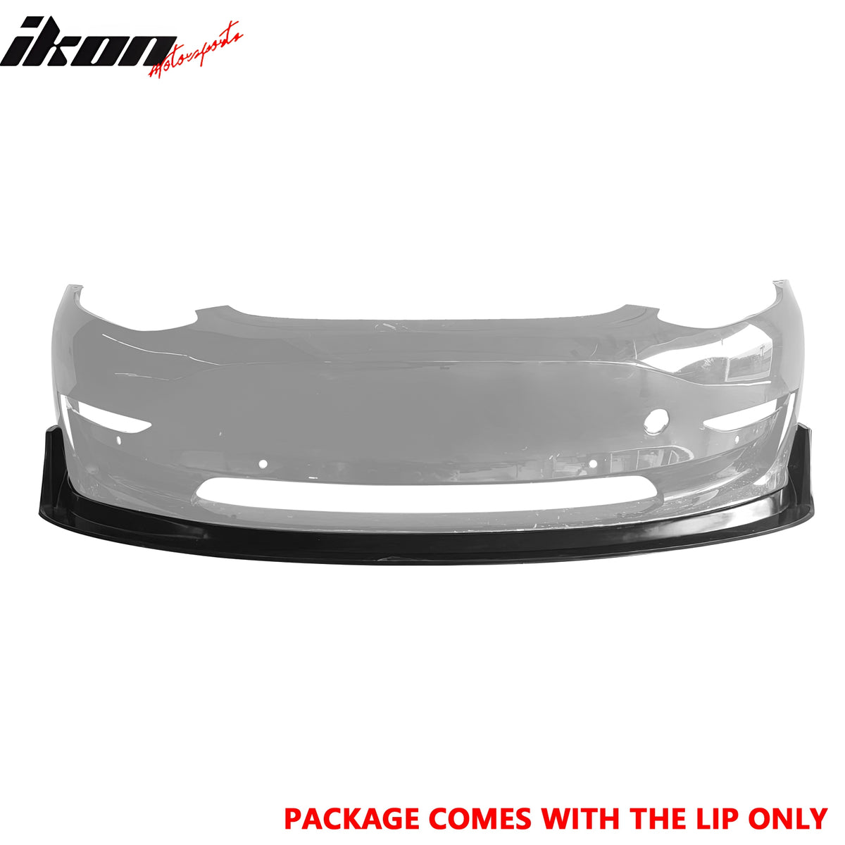 IKON MOTORSPORTS Front Bumper Lip, Compatible with 2017-2023 Tesla Model 3, MDA V2 Style Unpainted Black PU Polyurethane Air Dam Chin Spoiler Protector Splitter