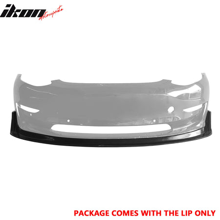 IKON MOTORSPORTS Front Bumper Lip, Compatible with 2017-2023 Tesla Model 3, MDA V2 Style Unpainted Black PU Polyurethane Air Dam Chin Spoiler Protector Splitter