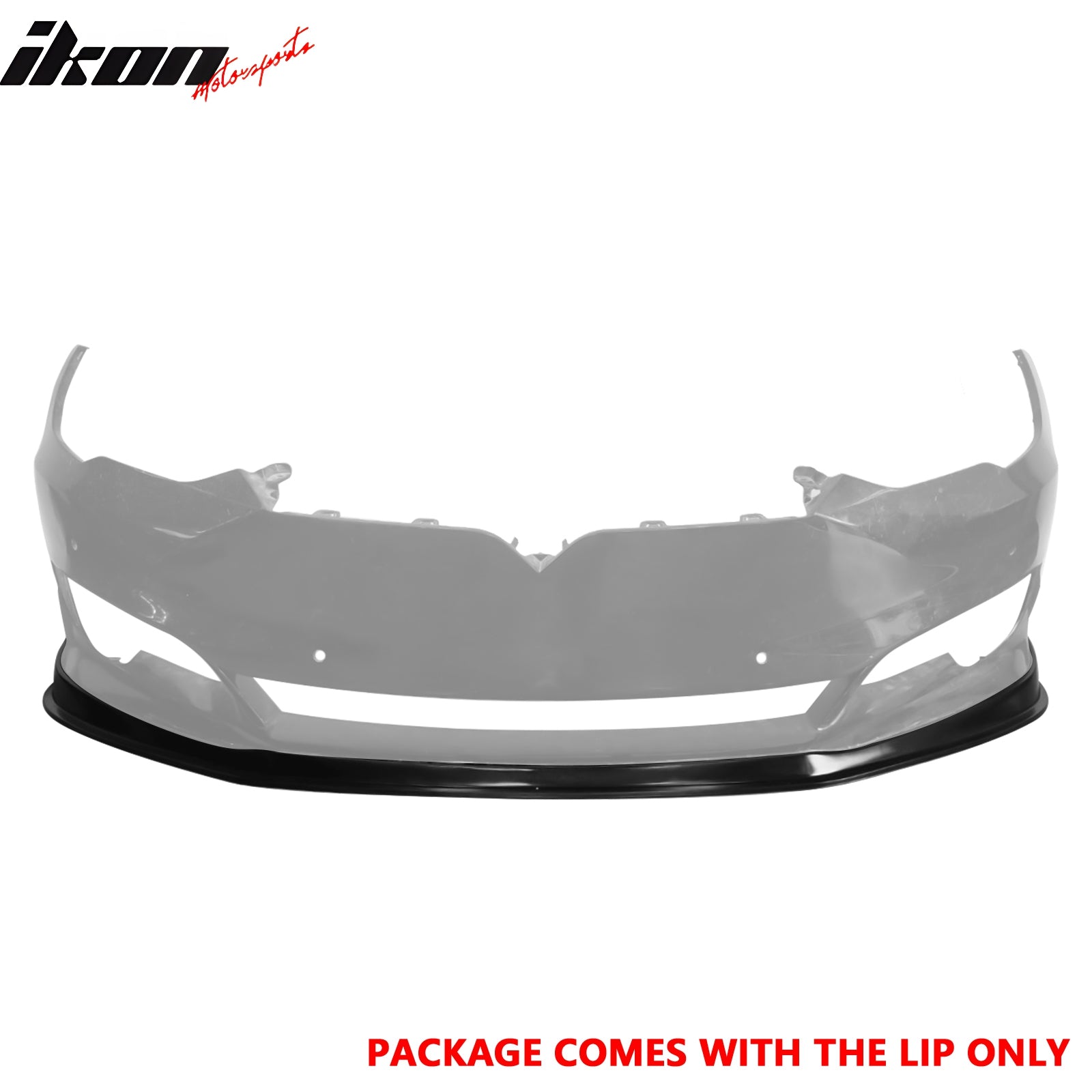 IKON MOTORSPORTS Front Bumper Lip, Compatible with 2016-2020 Tesla Model S, MDA Style Unpainted Black PU Polyurethane Air Dam Chin Spoiler Protector Splitter