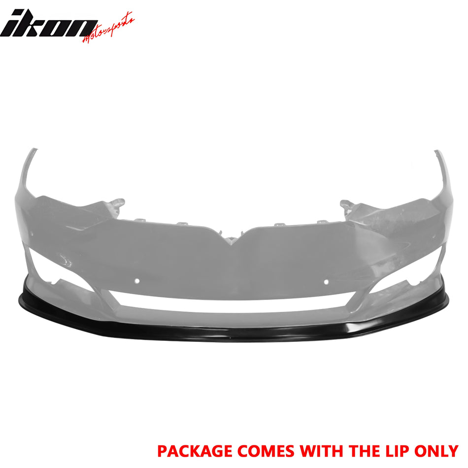 IKON MOTORSPORTS Front Bumper Lip, Compatible with 2016-2020 Tesla Model S, MDA Style Unpainted Black PU Polyurethane Air Dam Chin Spoiler Protector Splitter