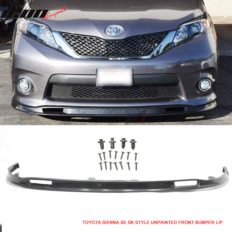 2011-2016 Toyota Sienna XL30 SE SK Style Unpainted Front Bumper Lip PU