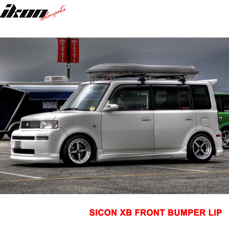 IKON MOTORSPORTS, Front Bumper Lip Compatible With 2004-2006 Scion xB, Front Bumper Lip Spoiler Air Dam Chin Added on Bodykit Replacement Unpainted Black K-Style PU, 2005