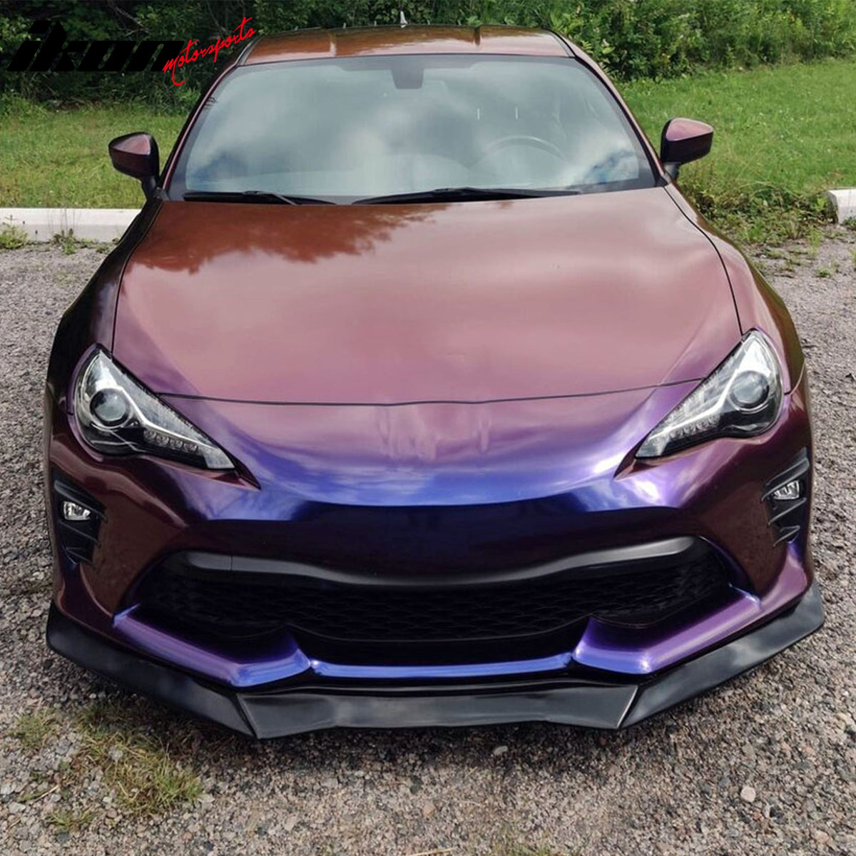 IKON MOTORSPORTS Front Bumper Lip, Compatible with 2017-2020 Toyota 86, GTS Style Unpainted Black PU Polyurethane Air Dam Chin Spoiler Protector Splitter