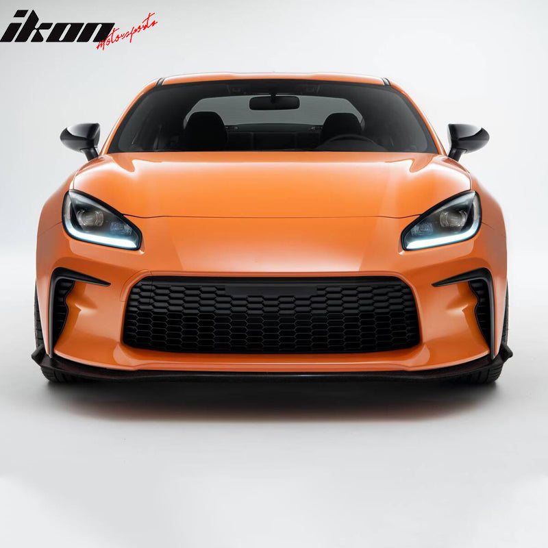 IKON MOTORSPORTS, Front Bumper Lip Compatible With 2022-2024 Toyota GR86 Coupe 2-Door, GR Style Unpainted Black PU Polyurethane Extension Body Kit Panel Add On