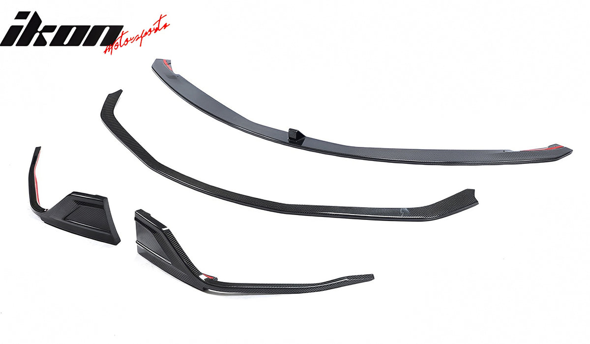 Fits 20-24 Toyota GR Supra MZ Speed 4PCS Front Bumper Lip Gloss Carbon Fiber CF