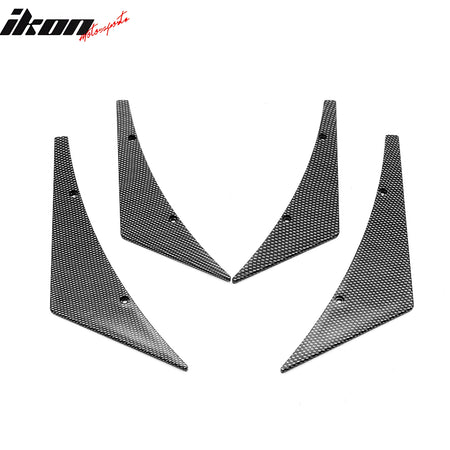 Universal Carbon Fiber Print Front Bumper Fin Canards Splitter Spats PU 4PCS Set