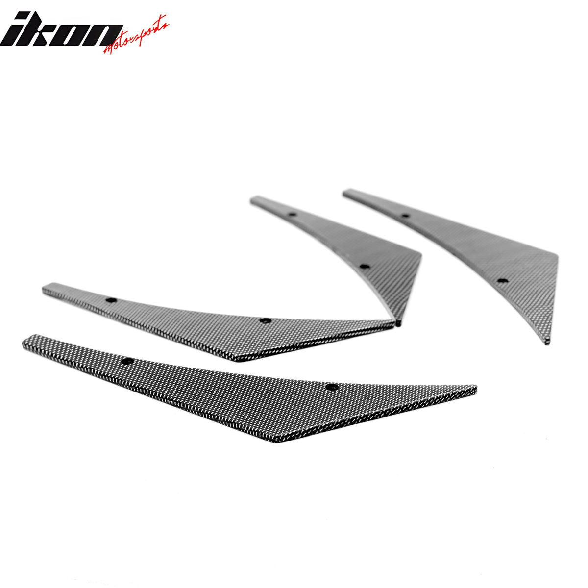 Universal Carbon Fiber Print Front Bumper Fin Canards Splitter Spats PU 4PCS Set