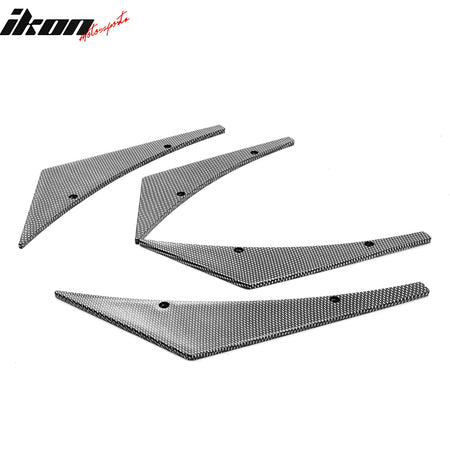 Universal Carbon Fiber Print Front Bumper Fin Canards Splitter Spats PU 4PCS Set