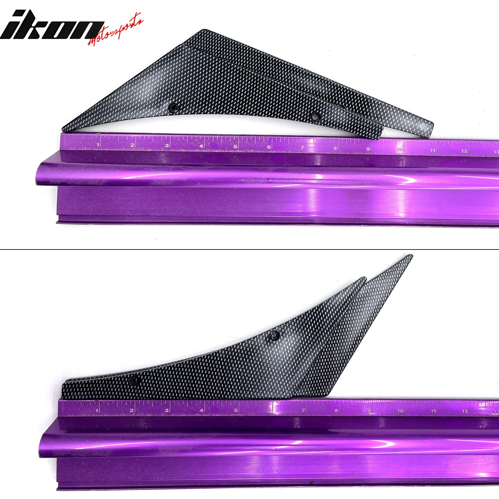 Universal Carbon Fiber Print Front Bumper Fin Canards Splitter Spats PU 4PCS Set