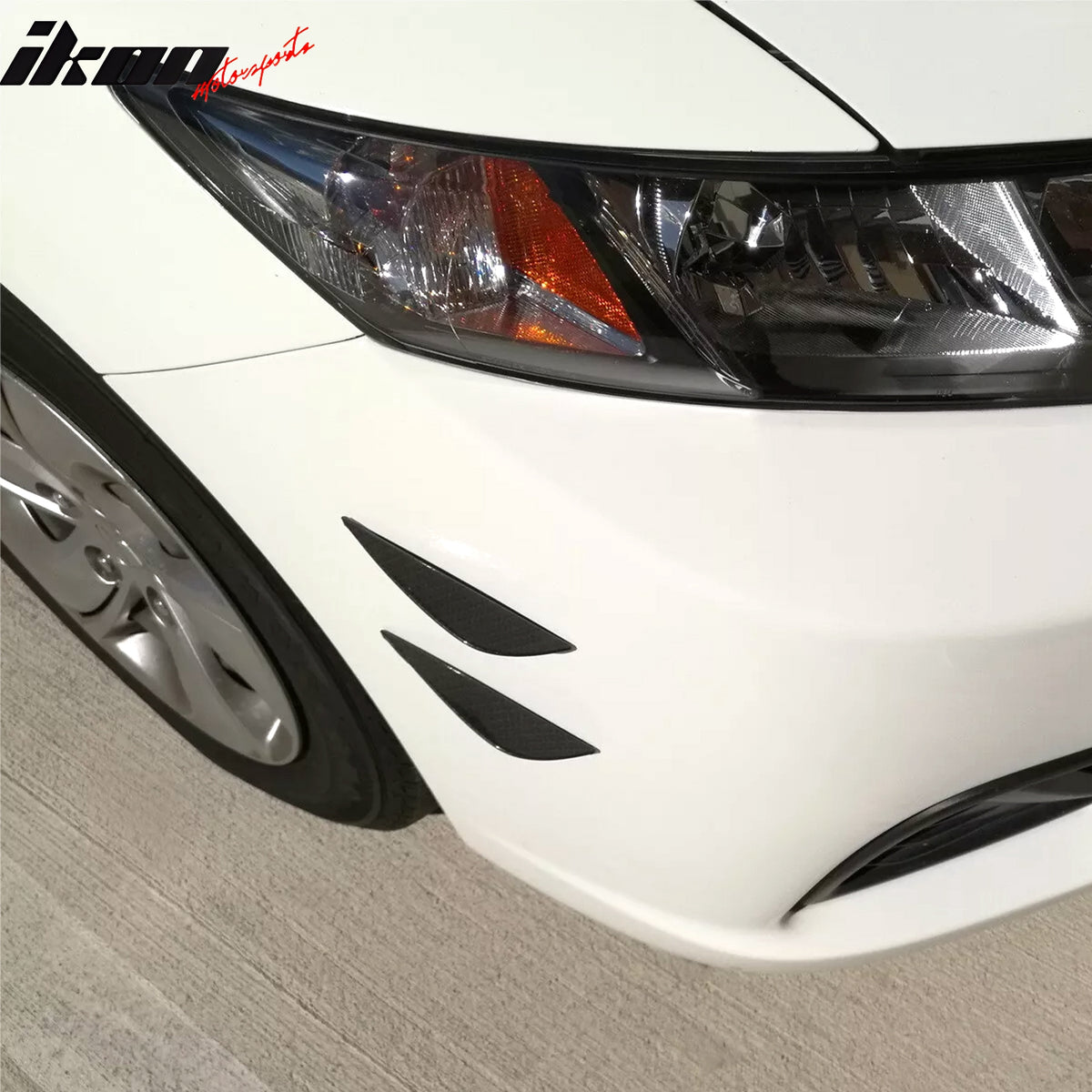 Universal Fitment Black Carbon Fiber Print Front Bumper Lip Splitter Canards Fin