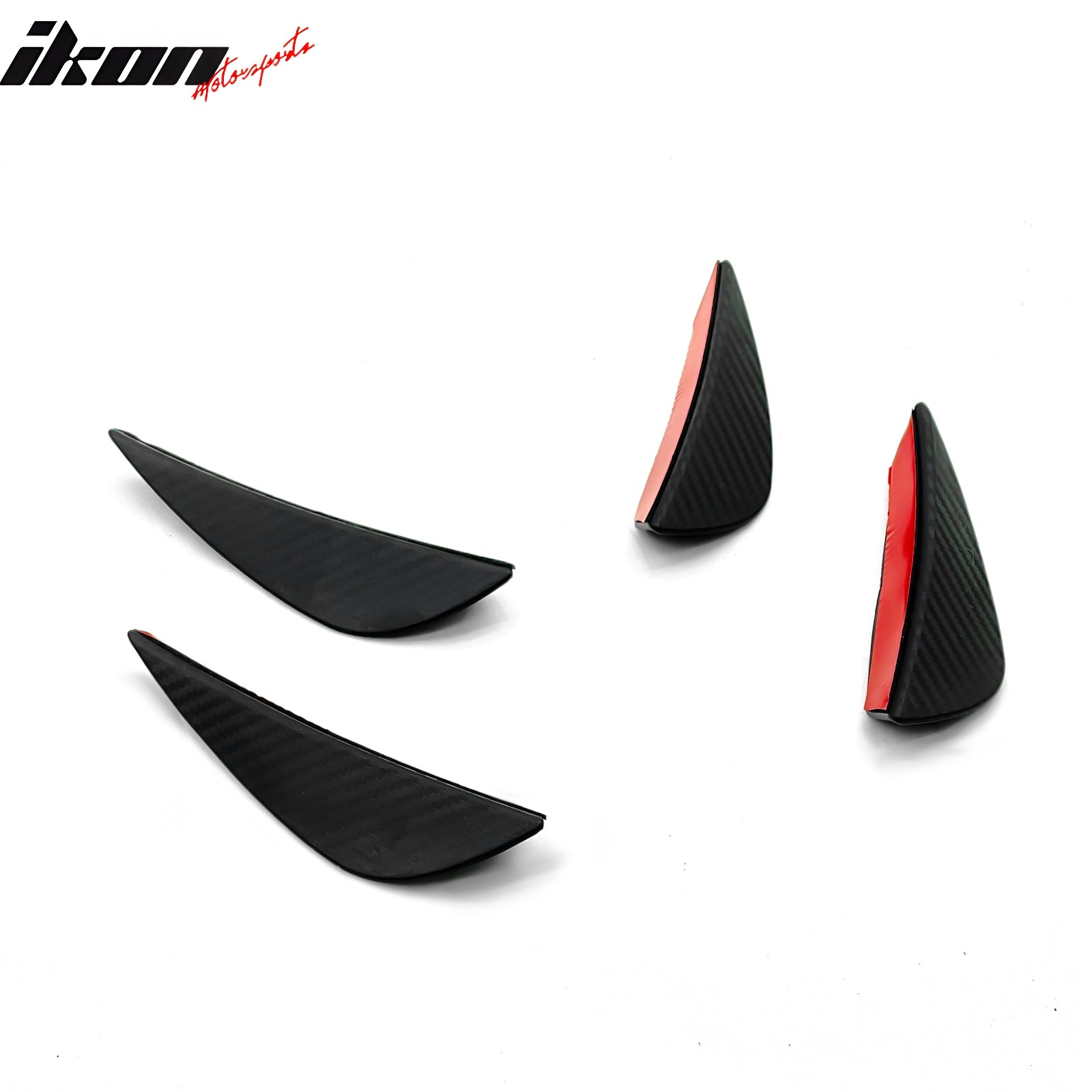 Universal Fitment Black Carbon Fiber Print Front Bumper Lip Splitter Canards Fin