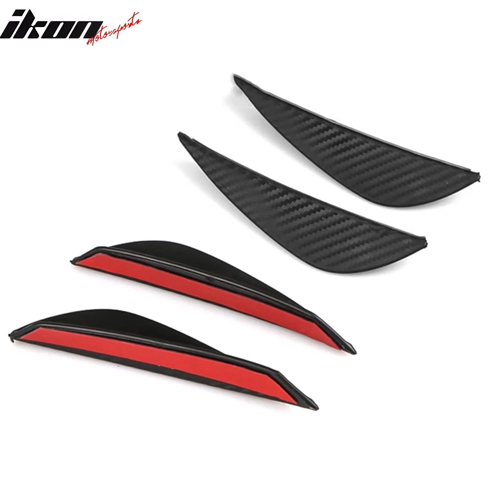 Universal Fitment Black Carbon Fiber Print Front Bumper Lip Splitter Canards Fin