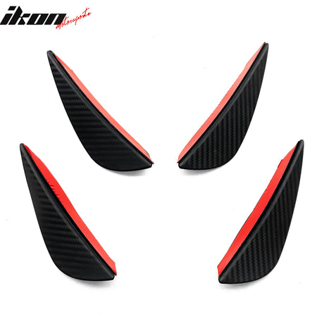 Universal Fitment Black Carbon Fiber Print Front Bumper Lip Splitter Canards Fin