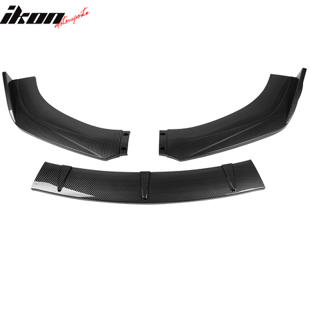 IKON MOTORSPORTS, 3PCS Front Bumper Lip Compatible With 2013-2021 Nissan Sentra, Front Bumper Lip Body Kit Spoiler Splitter Air Dam Chin PP - Polypropylene Carbon Fiber Print, 2014 2015 2016 2017 2018