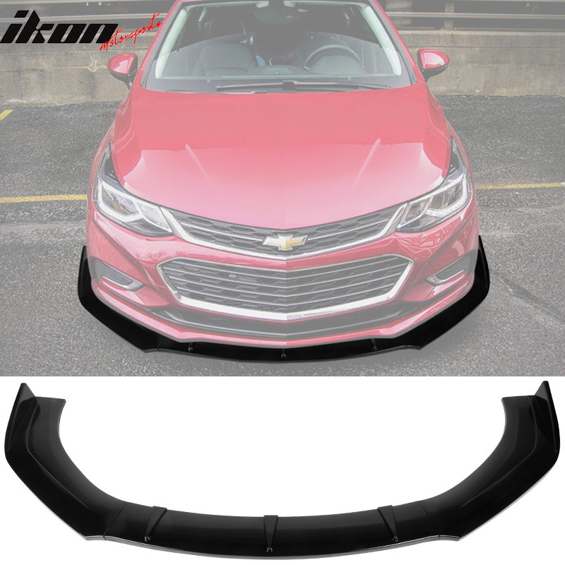 IKON MOTORSPORTS, 3PCS Front Bumper Lip Compatible With 2016-2018 Chevrolet Cruze, Front Bumper Lip Body Kit Spoiler Splitter Air Dam Chin PP - Polypropylene Carbon Fiber Print, 2017