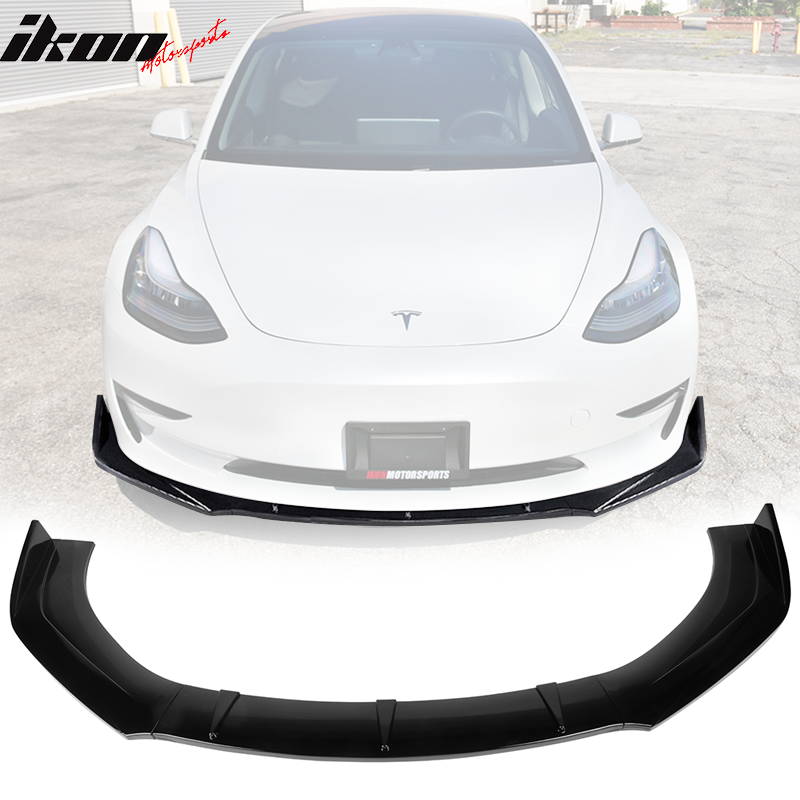 Universal Valance Front Bumper Lip Splitter Chin Spoiler 3PC PP - Matte Black