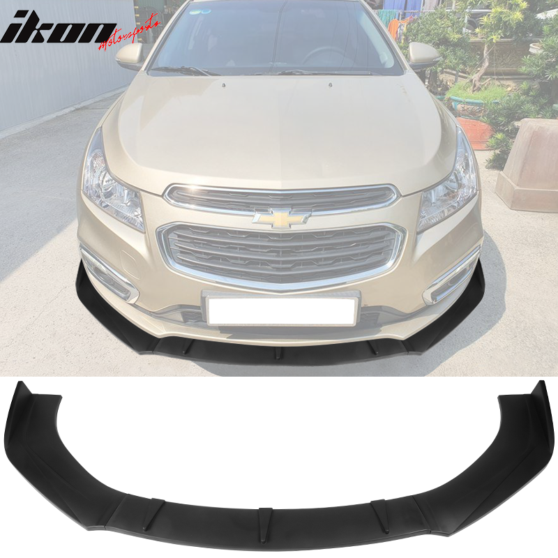 IKON MOTORSPORTS, 3PCS Front Bumper Lip Compatible With 2016-2018 Chevrolet Cruze, Front Bumper Lip Body Kit Spoiler Splitter Air Dam Chin PP - Polypropylene Carbon Fiber Print, 2017