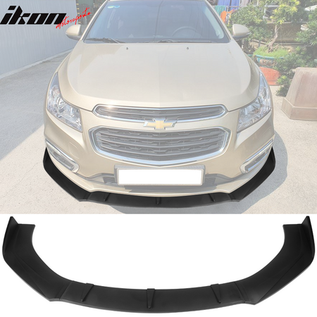 IKON MOTORSPORTS, 3PCS Front Bumper Lip Compatible With 2016-2018 Chevrolet Cruze, Front Bumper Lip Body Kit Spoiler Splitter Air Dam Chin PP - Polypropylene Carbon Fiber Print, 2017