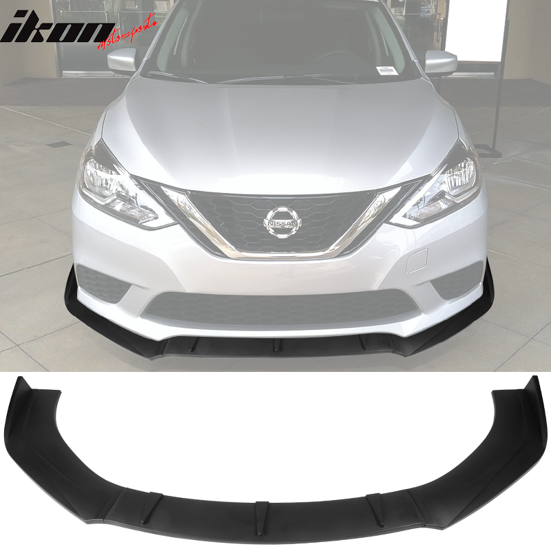 IKON MOTORSPORTS, 3PCS Front Bumper Lip Compatible With 2013-2021 Nissan Sentra, Front Bumper Lip Body Kit Spoiler Splitter Air Dam Chin PP - Polypropylene Carbon Fiber Print, 2014 2015 2016 2017 2018