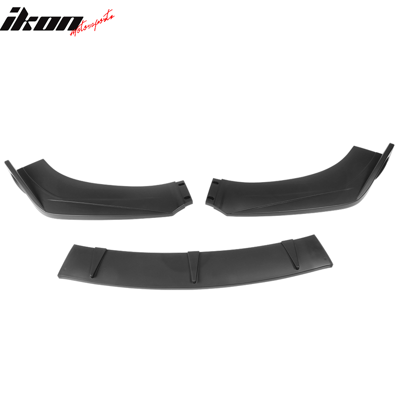 Universal Valance Front Bumper Lip Splitter Chin Spoiler 3PC PP - Matte Black