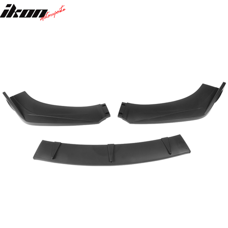 Universal Valance Front Bumper Lip Splitter Chin Spoiler 3PC PP - Matte Black