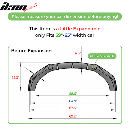 IKON MOTORSPORTS, Universal Front Bumper Lip Compatible With Most Vehicles, Front Lip Chin Splitter Body Kit Spoiler Protector 3PCS PP Matte Black