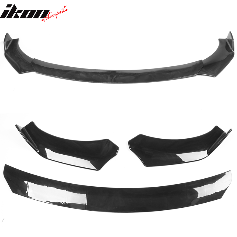 Universal A Style Front Bumper Lip Chin Spoiler Air Dam Carbon Fiber Print / Gloss Black