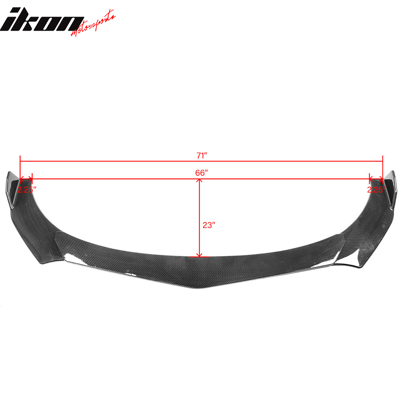 IKON MOTORSPORTS, Compatible with 62"-66" Width Car, Adjustable B Style Front Bumper Lip Chin Splitter Spoiler Air Dam Carbon Fiber Print 3PCS