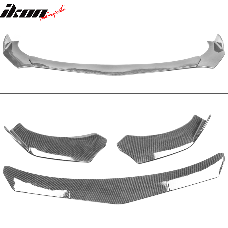 Adjustable 3PC Front Bumper Lip For 62"-66" Width Car B Style Carbon Fiber Print