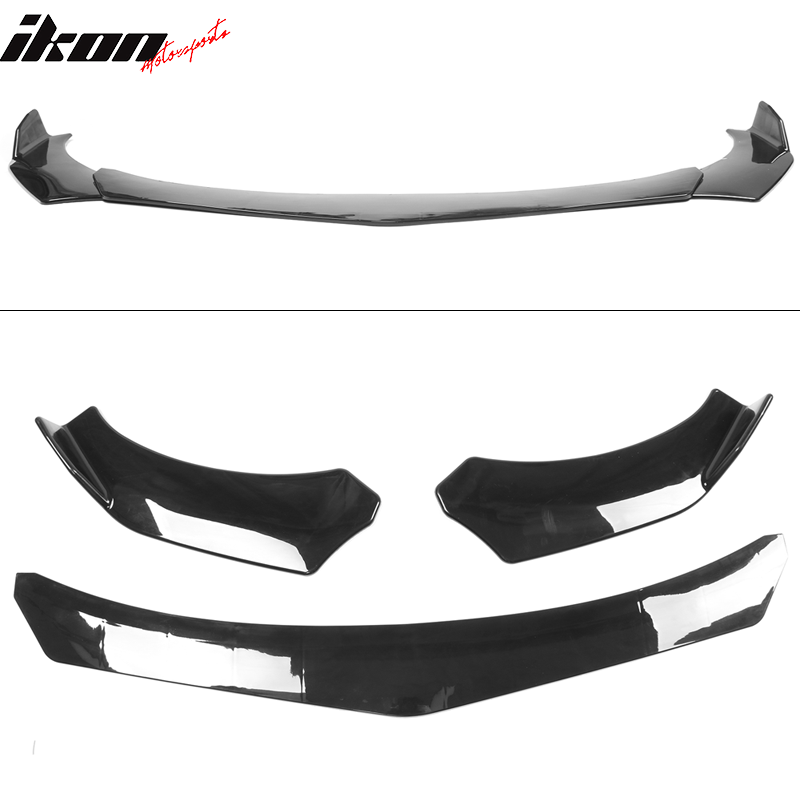 IKON MOTORSPORTS, Universal A Style Front Bumper Lip Chin Splitter Spoiler Air Dam Carbon Fiber Print / Gloss Black