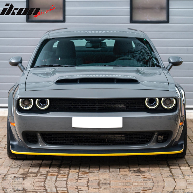 IKON MOTORSPORTS Front Lip Protector, Compatible With 2018-2023 Dodge Challenger Wide Body Hellcat Demon Red Eye, Front Splitter Guard