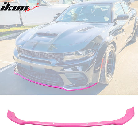 IKON MOTORSPORTS, Front Bumper Lip Protector Compatible With 2020-2023 Dodge Charger Widebody, OE Style ABS Injection Lower Splitter Guard Protection 1PC