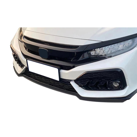 IKON MOTORSPORTS, Front Bumper Lip Compatible With 2017-2021 Honda Civic Hatchback & Si, 3PCS HFP Style PP Front Protector Air Dam Chin Spoiler