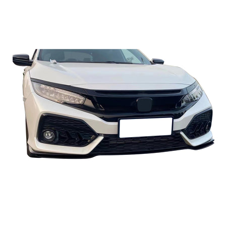 IKON MOTORSPORTS, Front Bumper Lip Compatible With 2017-2021 Honda Civic Hatchback & Si, 3PCS HFP Style PP Front Protector Air Dam Chin Spoiler