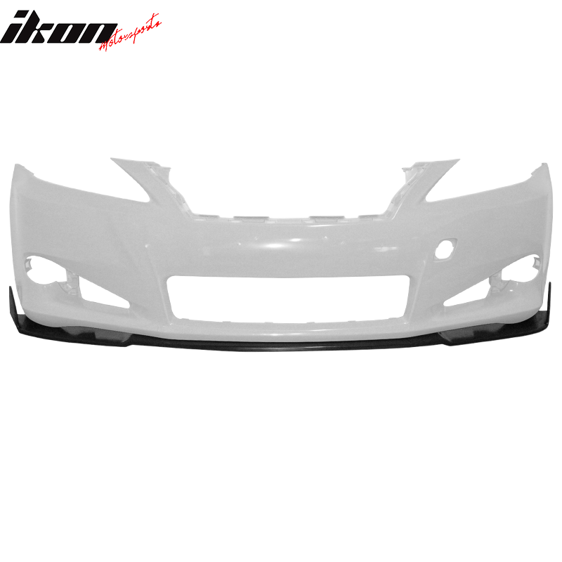 IKON MOTORSPORTS, 3PCS Front Bumper Lip Compatible With 2010-2012 Lexus IS250 350 C Convertible 2 Door, Front Bumper Protector Body Splitter Spoiler PU Unpainted Black IKON Style