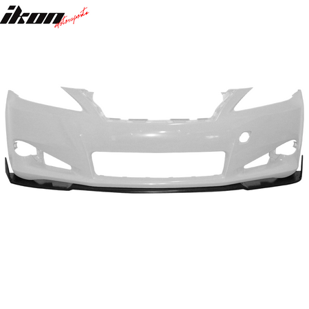 IKON MOTORSPORTS, 3PCS Front Bumper Lip Compatible With 2010-2012 Lexus IS250 350 C Convertible 2 Door, Front Bumper Protector Body Splitter Spoiler PU Unpainted Black IKON Style