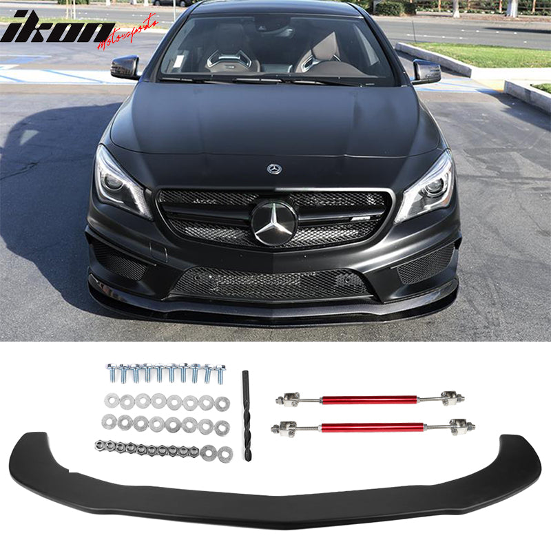 Fits 14-16 Benz CLA Class Front Splitter w/ Hardware PP & Red Rods