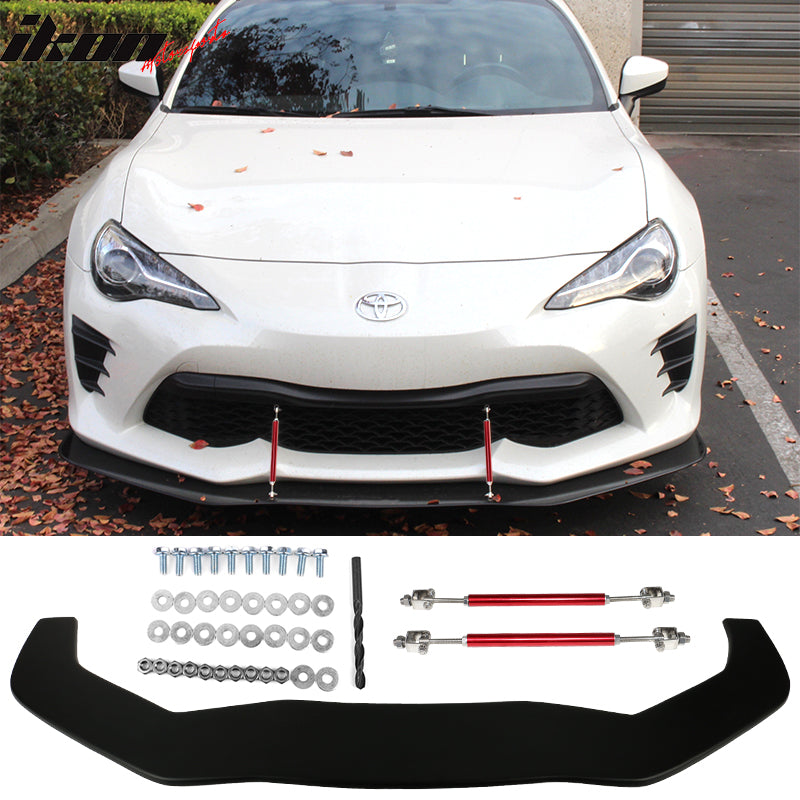 Fits 13-20 Toyota 86 Front Splitter w/ Hardware Matte  & Red Rods