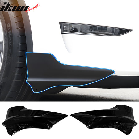 IKON MOTORSPORTS, Front Bumper Lip Splitter Winglets Compatible With 2017-2023 Tesla Model 3, 2PCS Front Bumper Lip PP