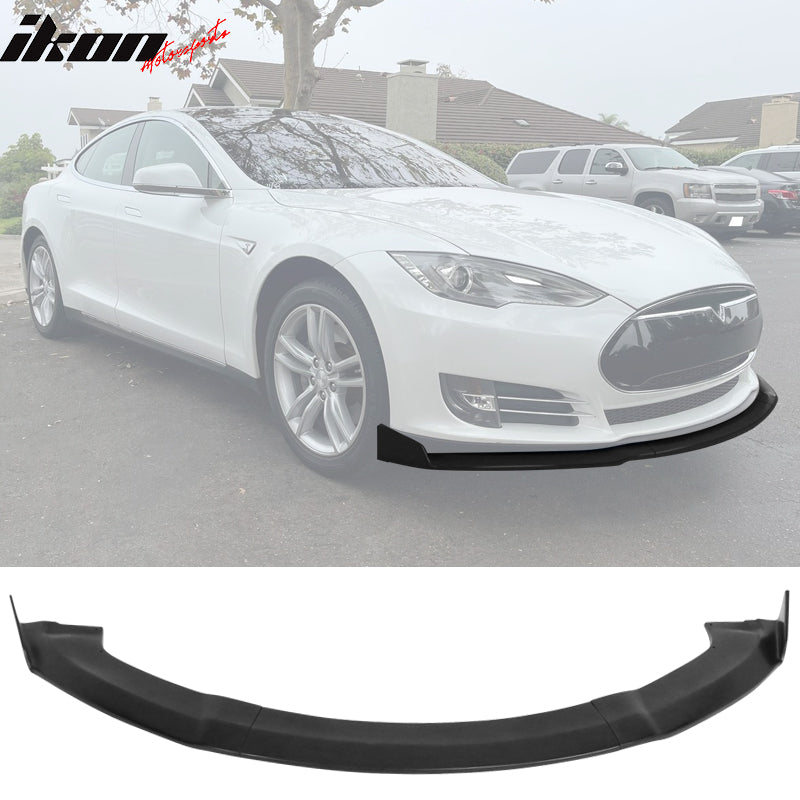 2012-2016 Tesla Model S Sedan IKON Black Front Bumper Lip Spoiler PU