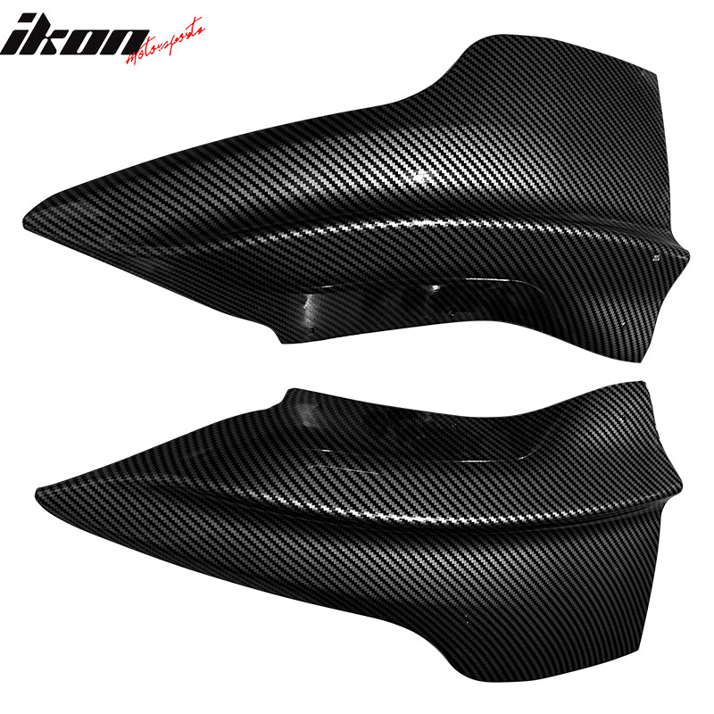 IKON MOTORSPORTS, Front Bumper Lip Splitter Winglets Compatible With 2020-2024 Tesla Model Y, 2PCS Front Bumper Lip Bodykit Splitter Canard Protector PP Gloss Black Carbon Fiber Print, 2021 2022