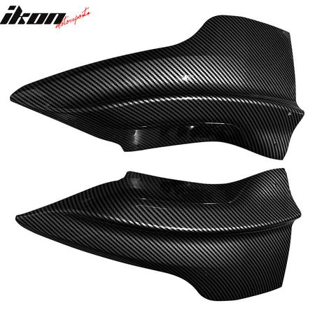 IKON MOTORSPORTS, Front Bumper Lip Splitter Winglets Compatible With 2020-2024 Tesla Model Y, 2PCS Front Bumper Lip Bodykit Splitter Canard Protector PP Gloss Black Carbon Fiber Print, 2021 2022