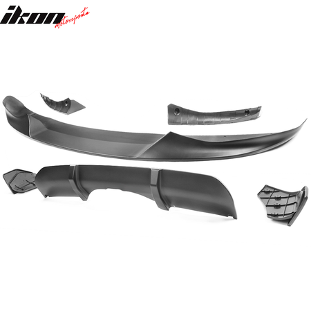 Fits 14-18 BMW F15 X5 M Sport Front Bumper Lip & Rear Diffuser Gloss Black - PP